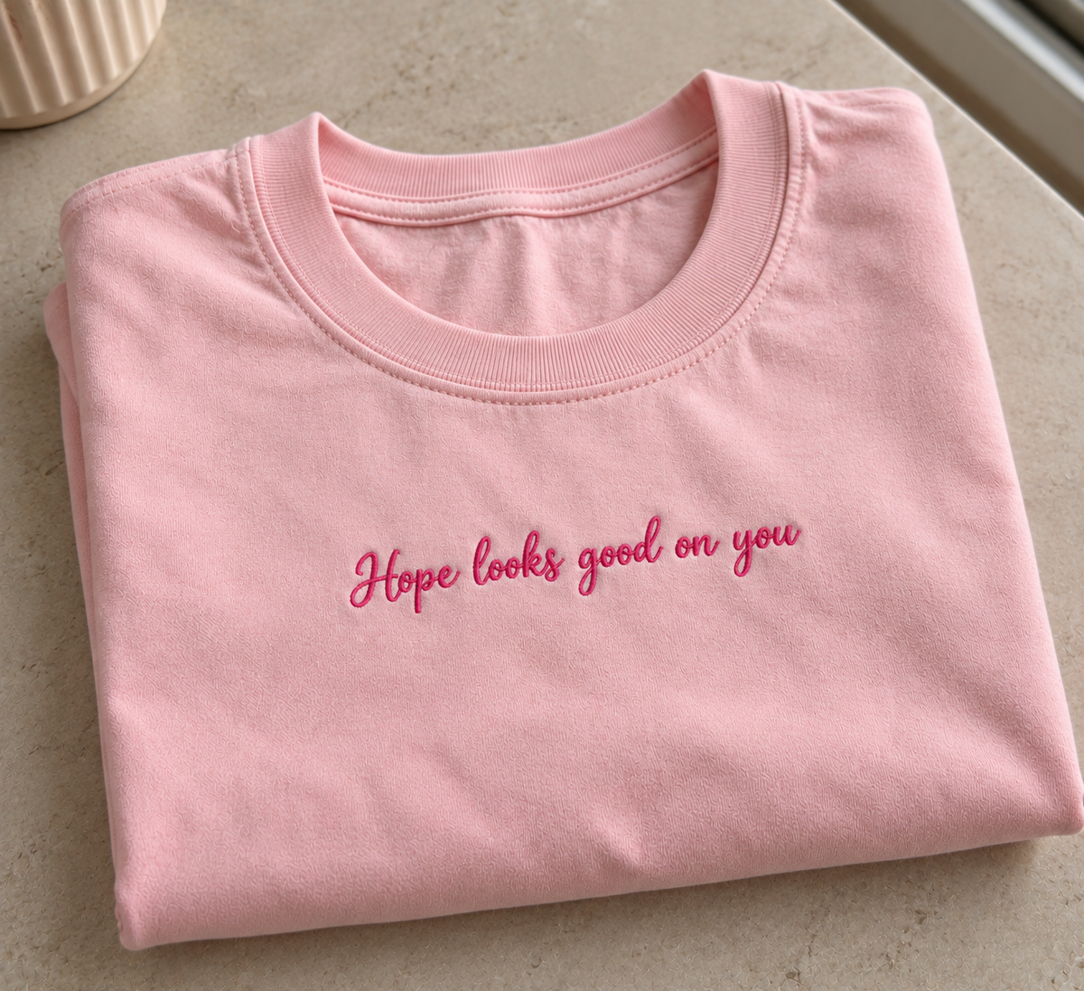 Custom Embroidered Breast Cancer Awareness Pink Tee